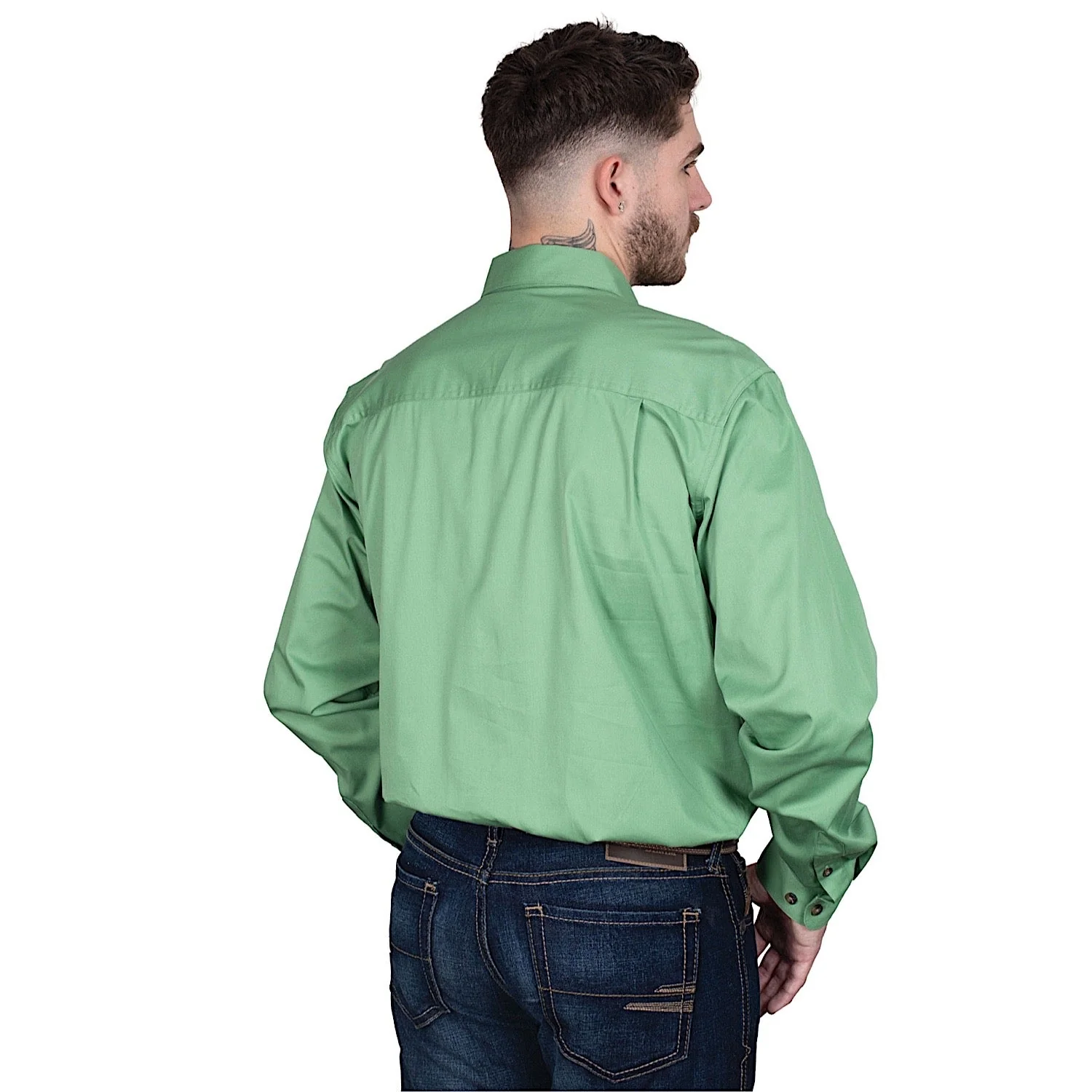Just Country Mens Cameron 1/2 Button Work Shirt - Jade - Image 2