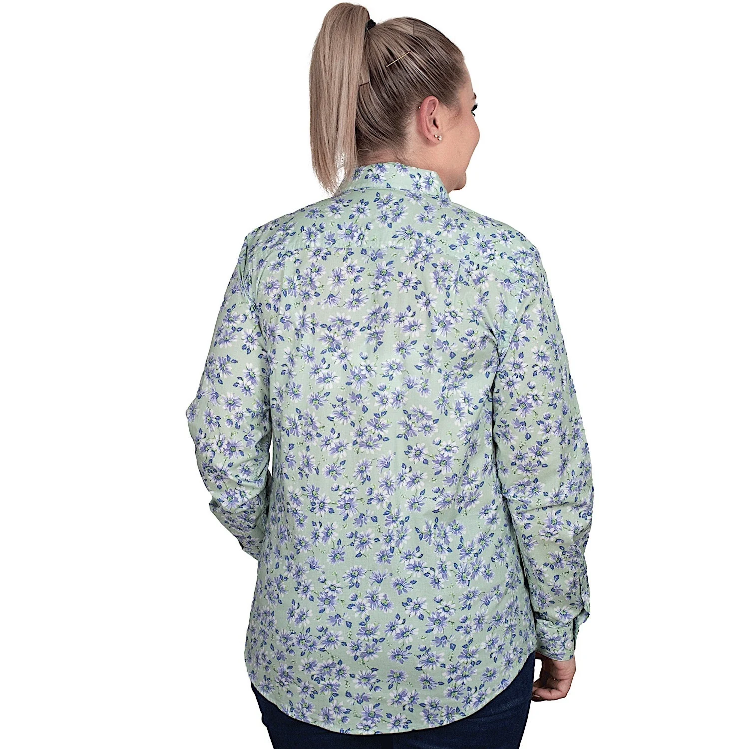 Just Country Women's Abbey Full Button Work Shirt - Sage Daisy - Image 2