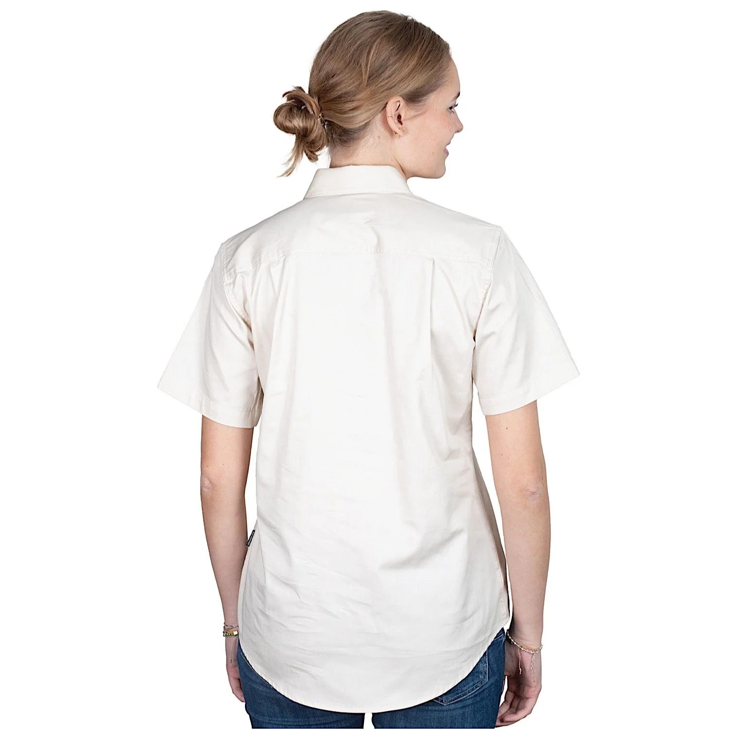 Just Country Women's Evie Half Button Short Sleeve Work Shirt - Oat - Image 2