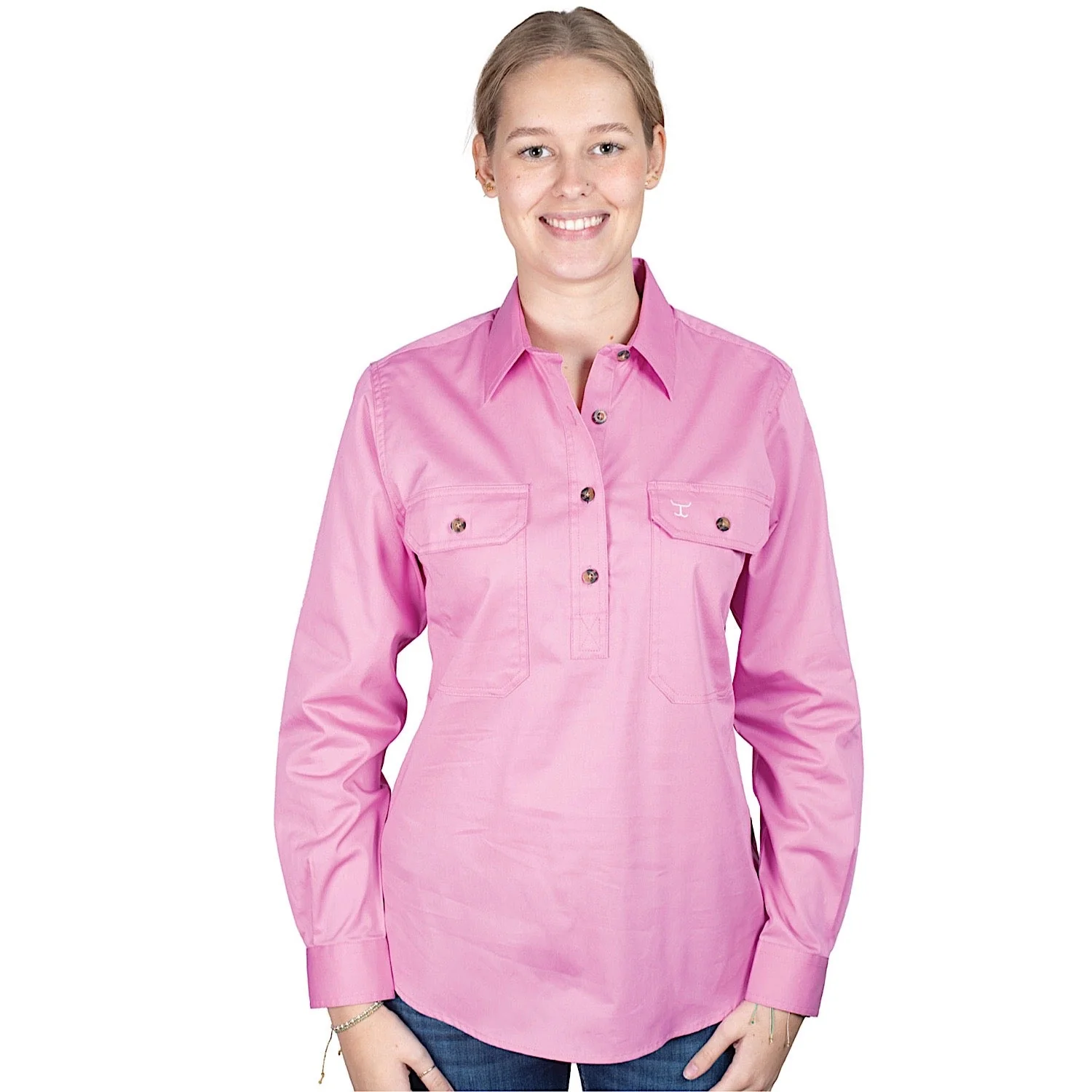 Just Country Women's Jahna Half Button Work Shirt - Musk