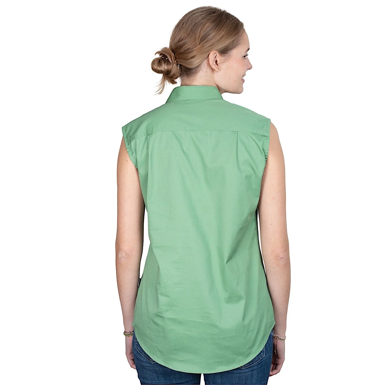 Just Country Women's Kerry Half Button Sleeveless Workshirt - Jade - Image 2