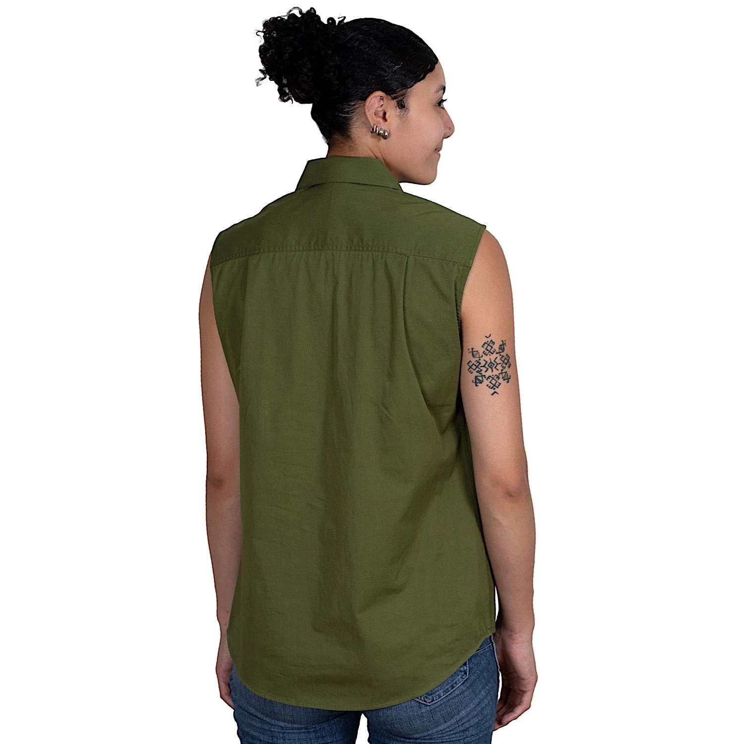 Just Country Women's Kerry Sleeveless Half Button Work Shirt - Olive - Image 2
