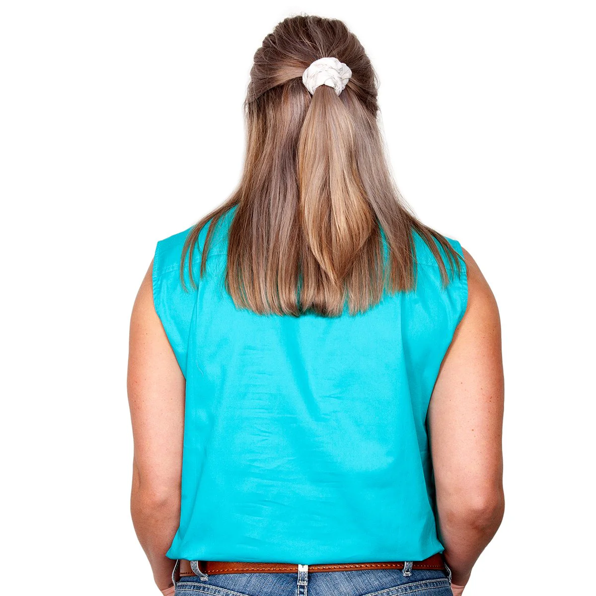 Just Country Womens Kerry Sleeveless Half Button Work Shirt Turquoise - Image 2