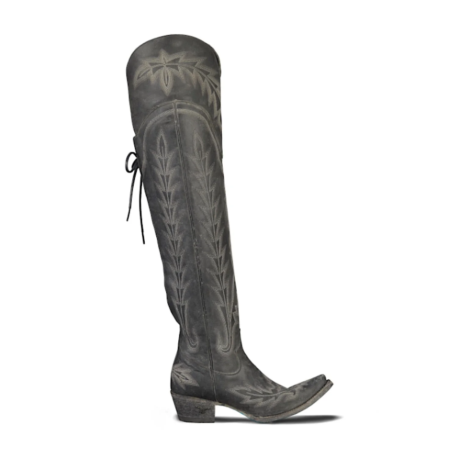 Lane Boots Lexington Over The Knee Corset - Distressed Jet Black - Image 3