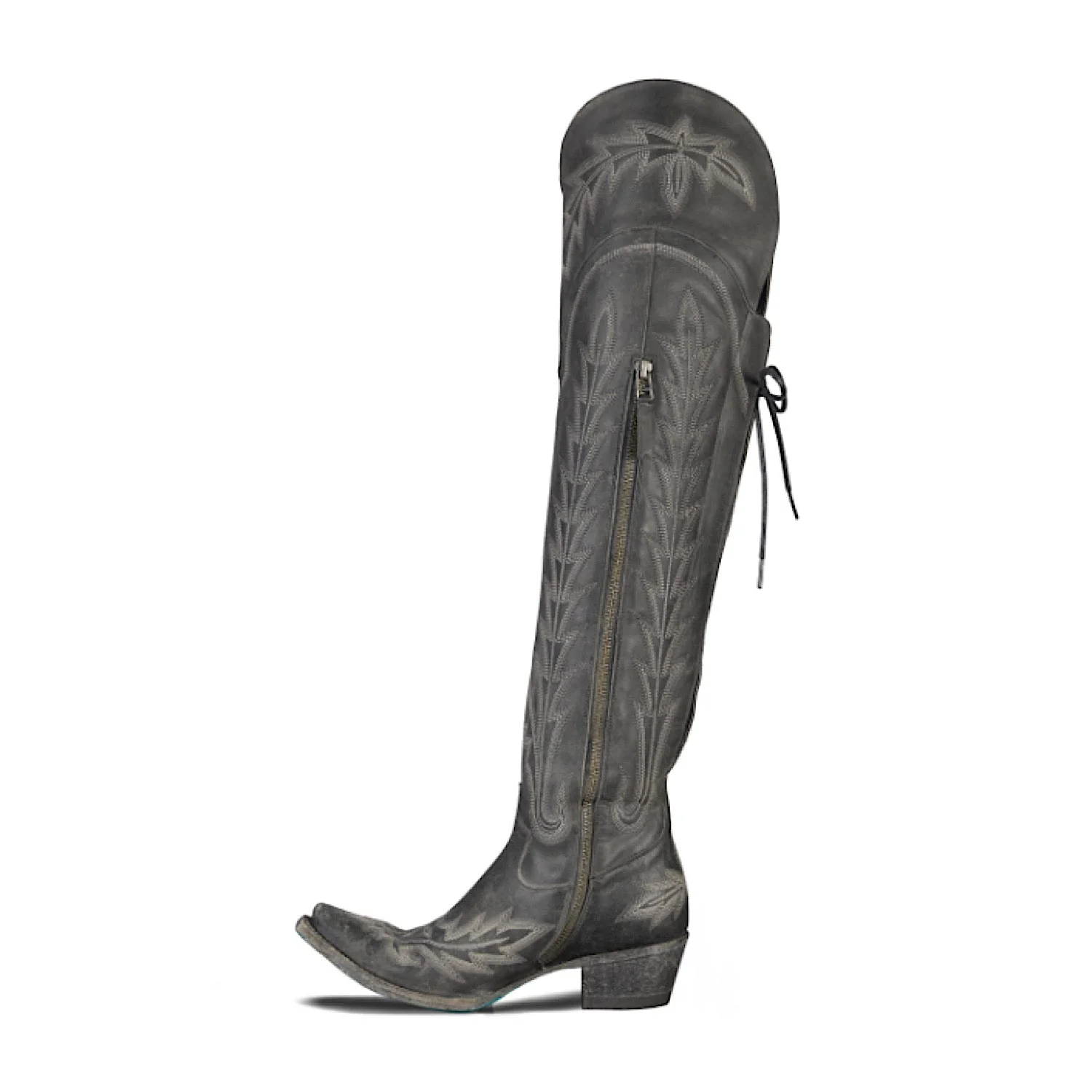 Lane Boots Lexington Over The Knee Corset - Distressed Jet Black - Image 5