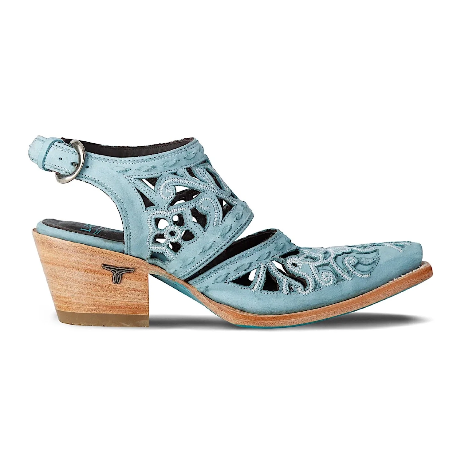 Lane Boots Robin Cut Out Slingback Mule - Washed Denim - Image 4