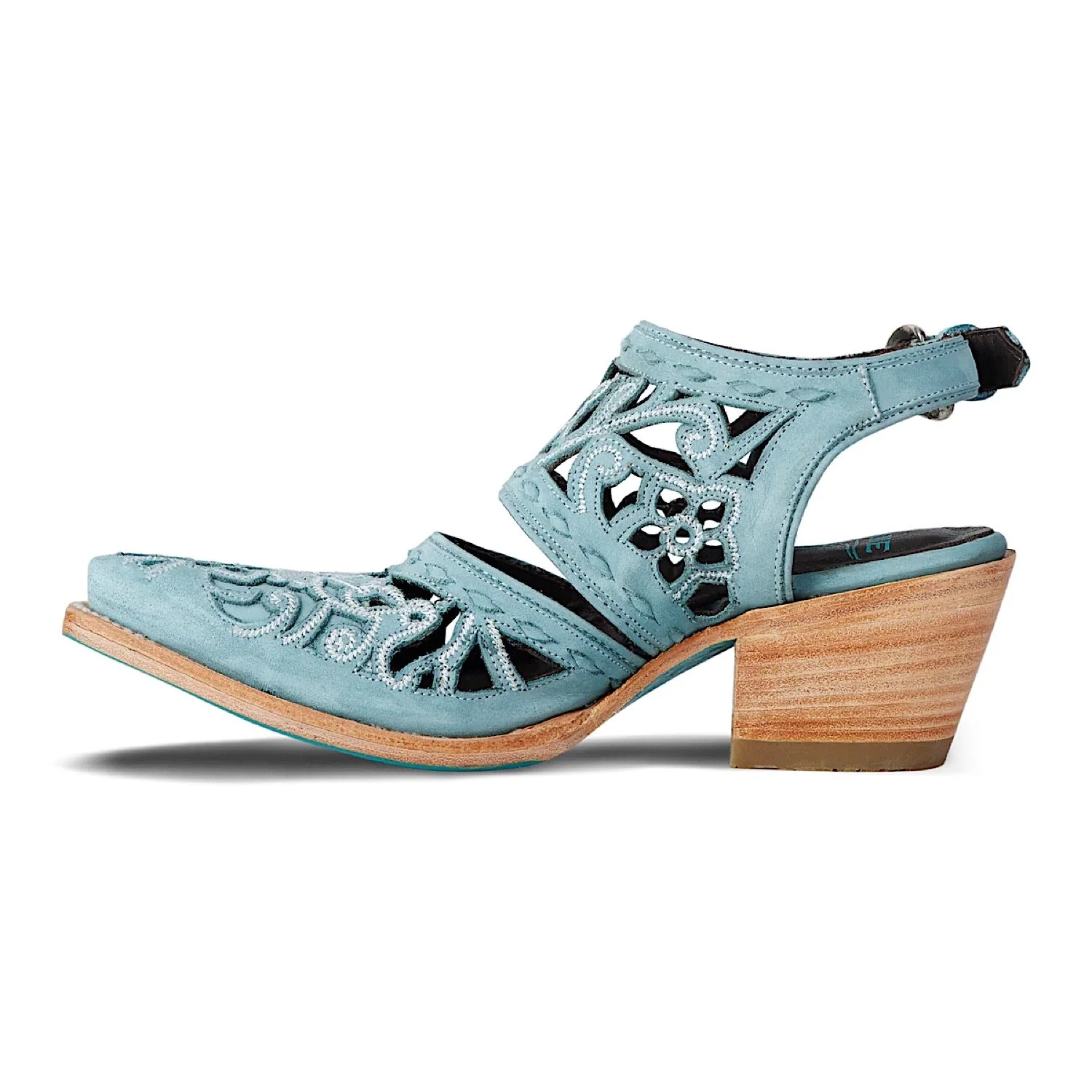 Lane Boots Robin Cut Out Slingback Mule - Washed Denim - Image 5