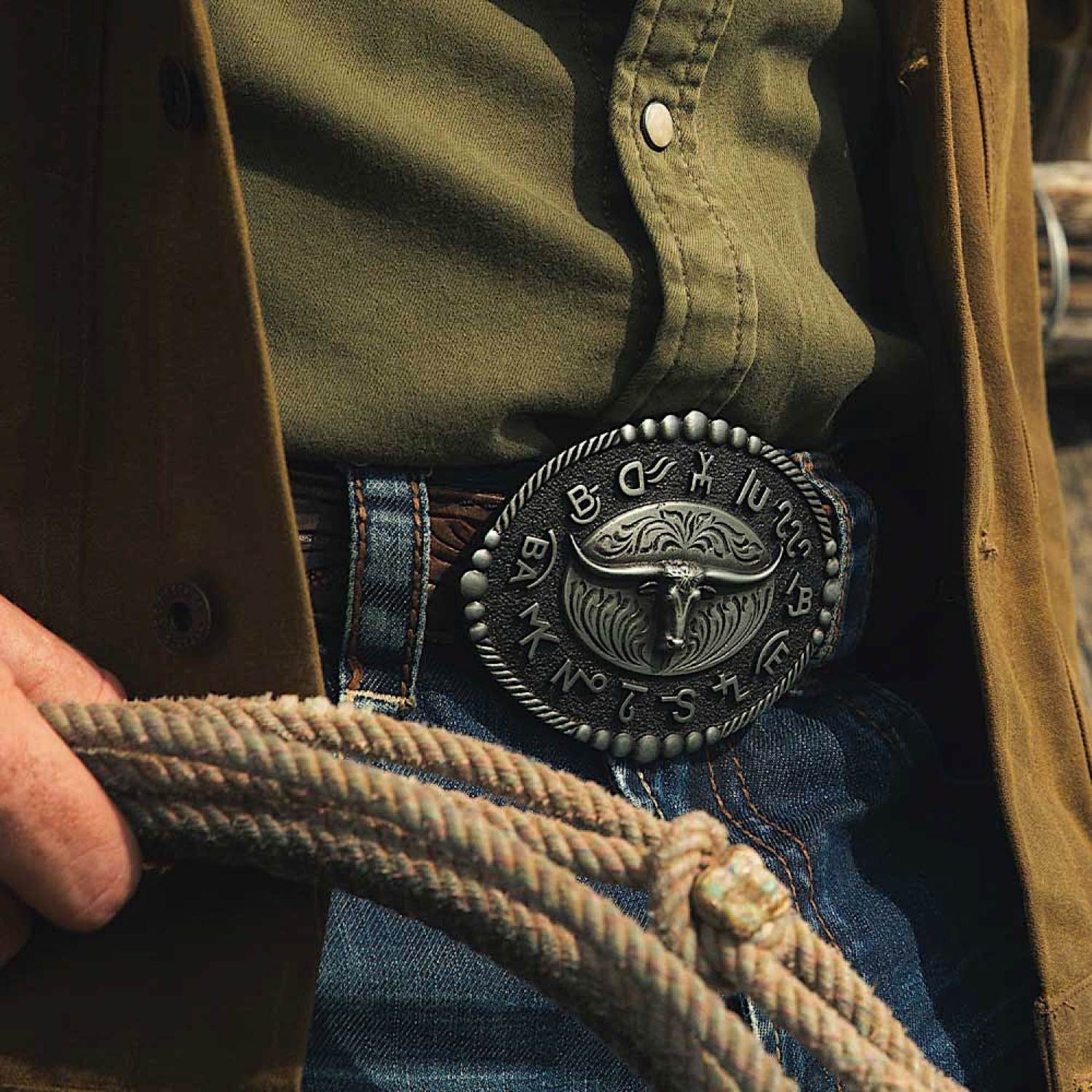Montana Silversmiths Western Attitude Buckle - Branded Legacy Longhorn Buckle - Image 2