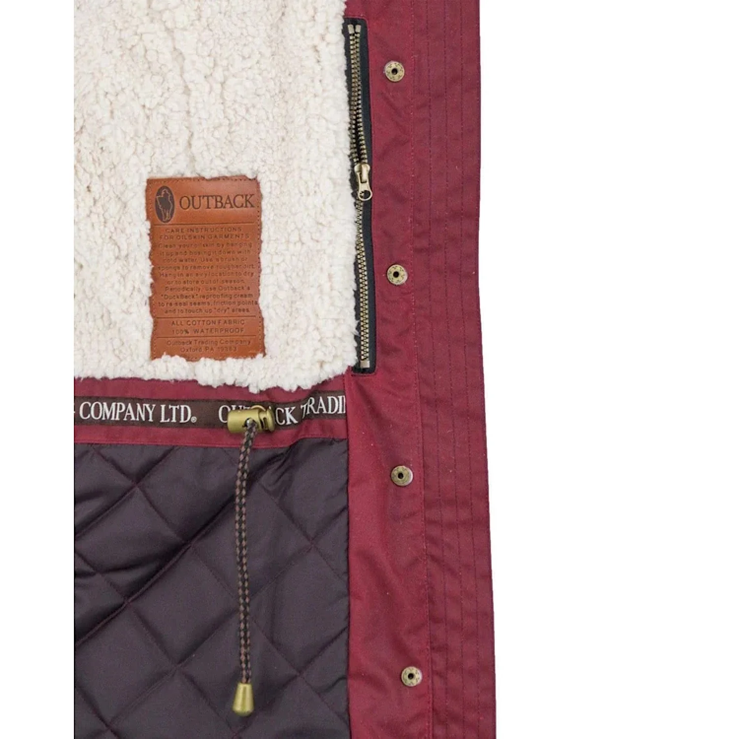 Outback Trading Womens Adelaide Oilskin Jacket Berry - Image 5