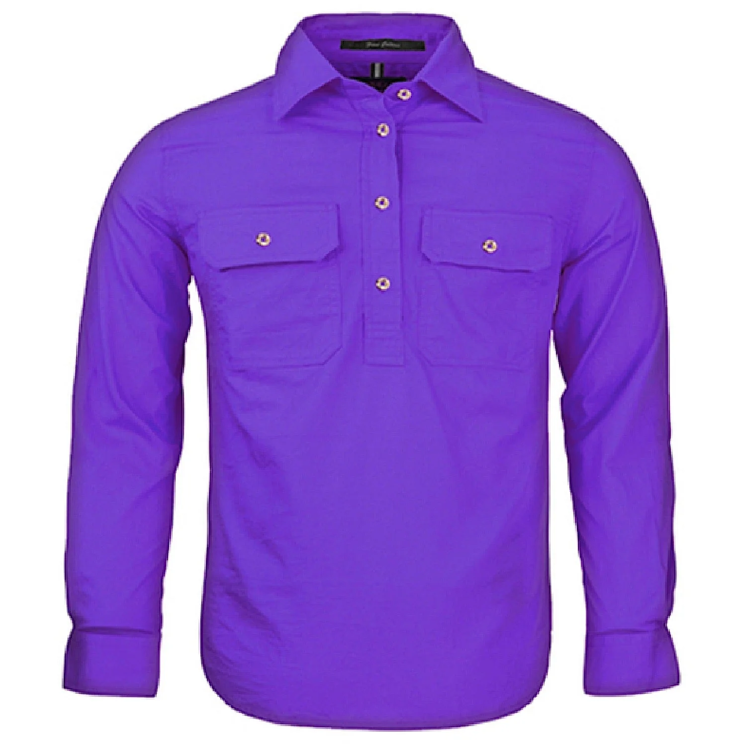 Pilbara Kid's Closed Front L/S Shirt - Purple
