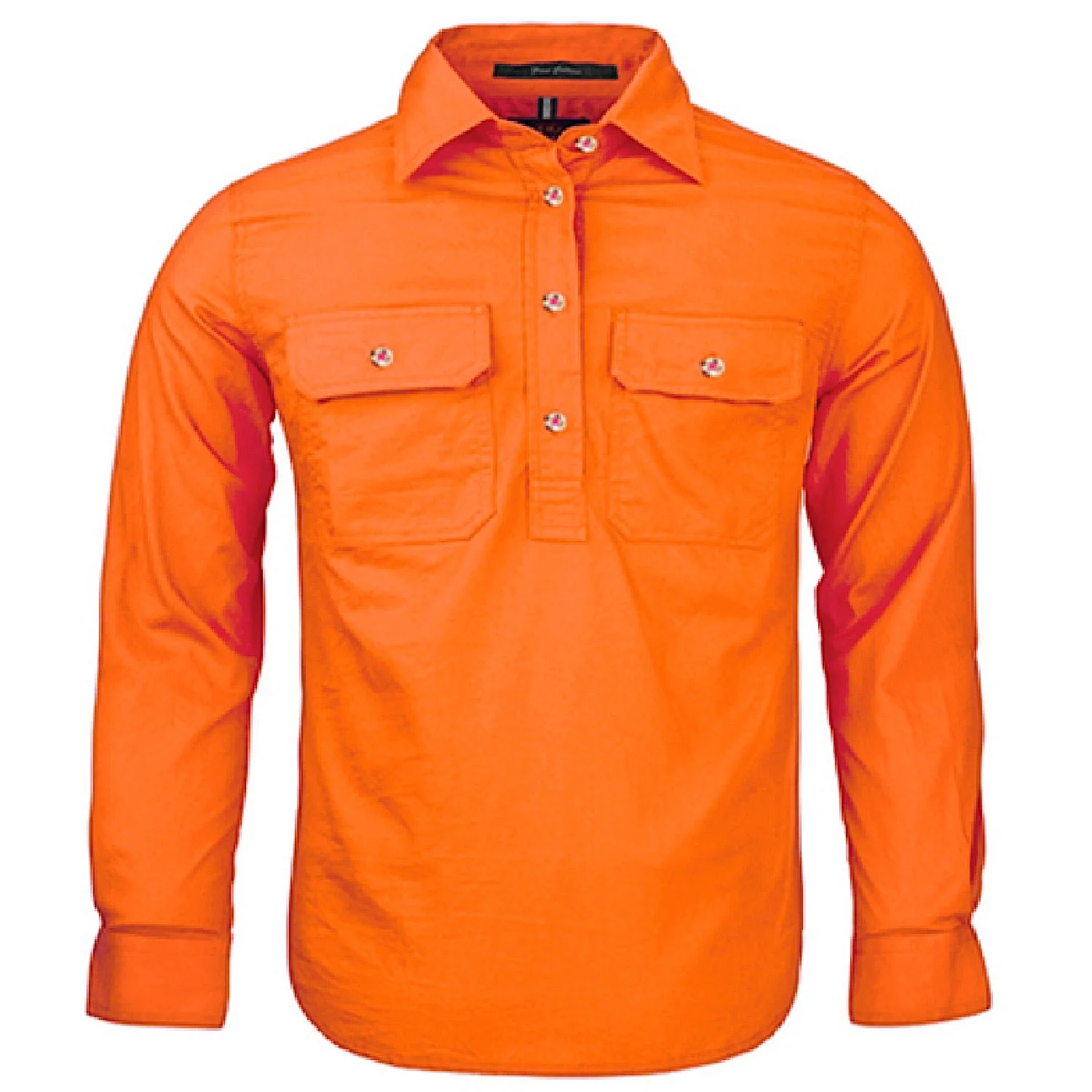 Pilbara Kid's Closed Front Shirt - Tangerine