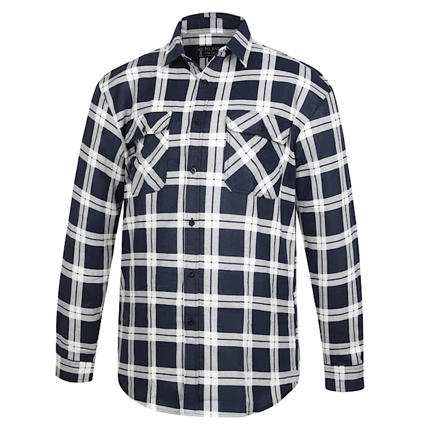 Pilbara Men's Full Button Front Flannelette Shirt - Navy / White