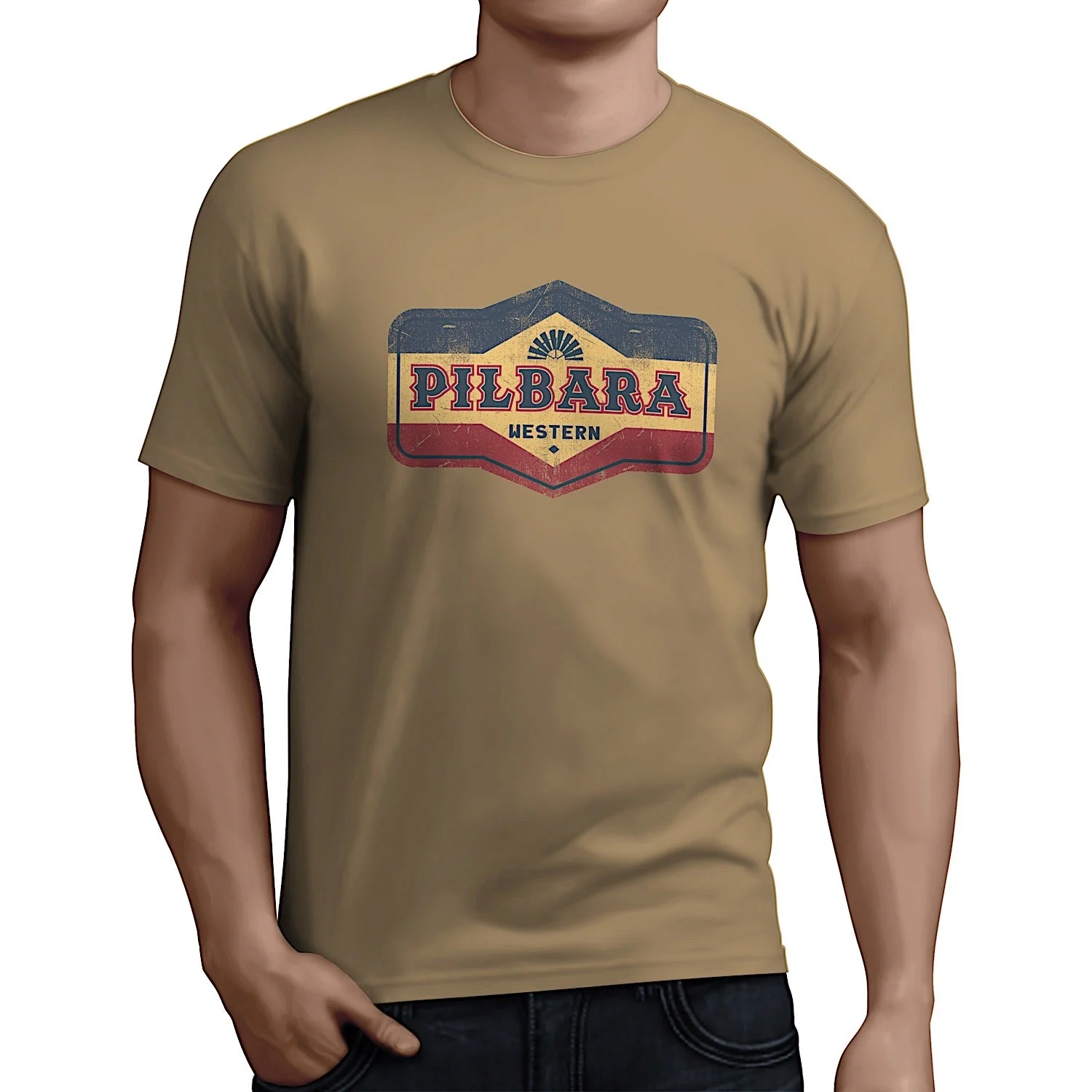 Pilbara Mens Oil Can T-Shirt - Golden Rough