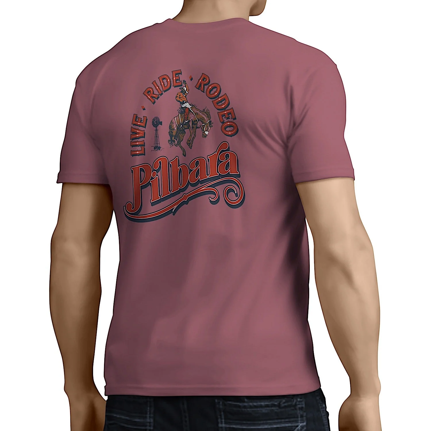 Pilbara Men's Rodeo T-Shirt - Cardinal - Image 2