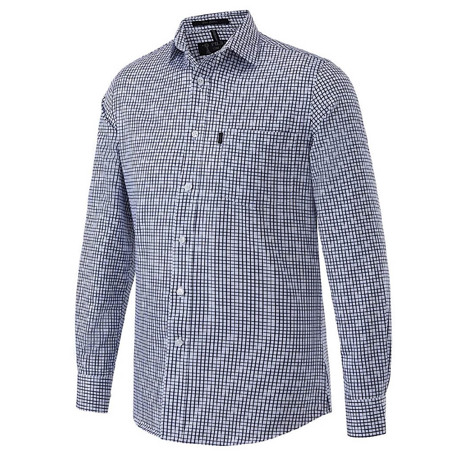 Pilbara Men's Yarn Dyed Check Shirt - Navy / White