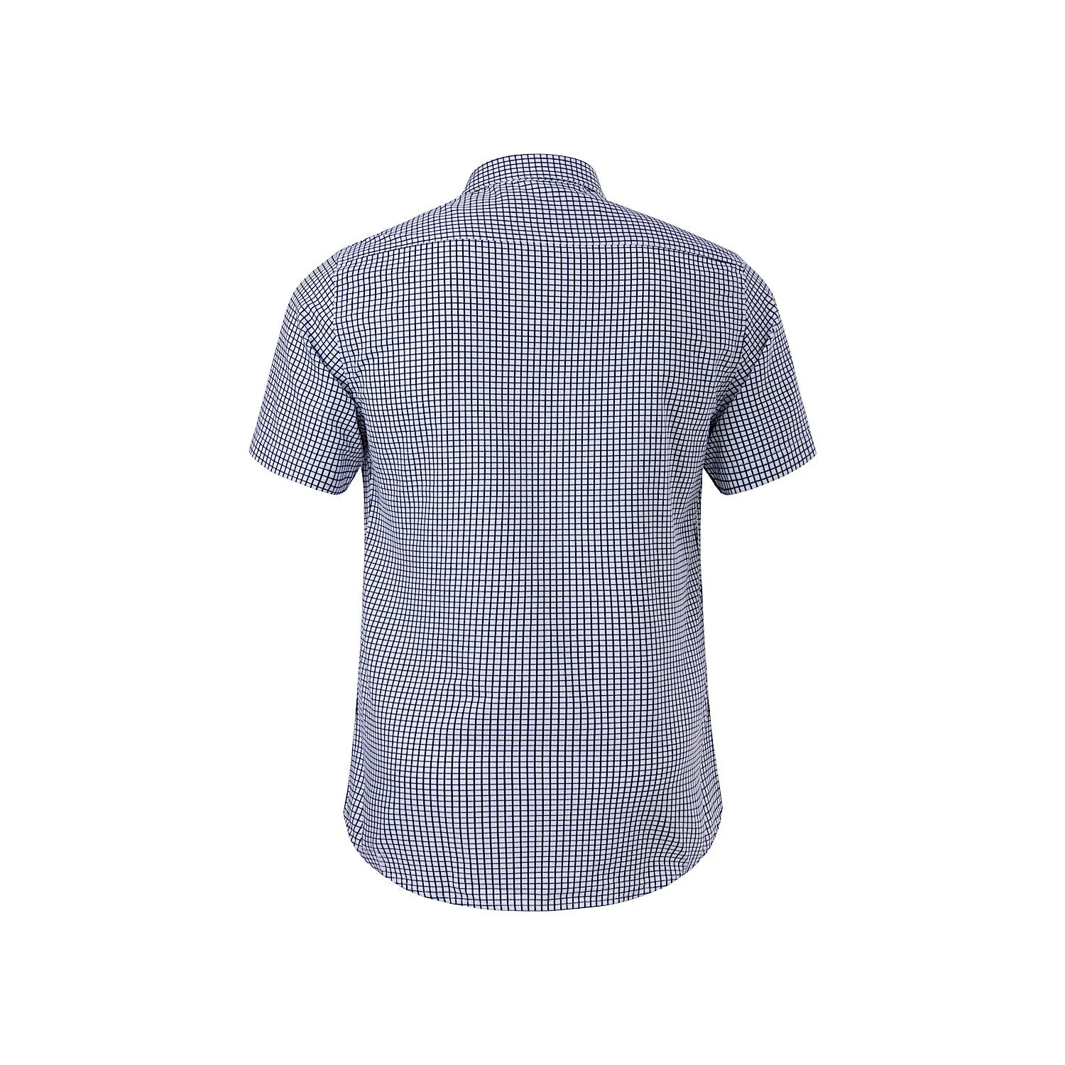 Pilbara Men's Yarn Dyed Check Single Pocket Short Sleeve Shirt - Navy/White - Image 2