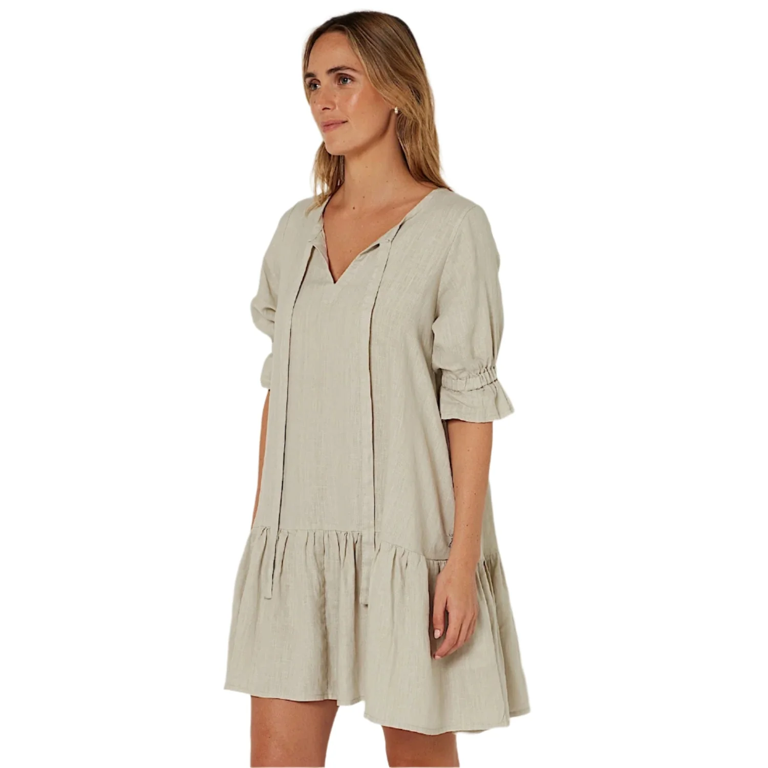 Pilbara Women's Tilly Linen 3/4 Sleeve Dress - Flax - Image 2