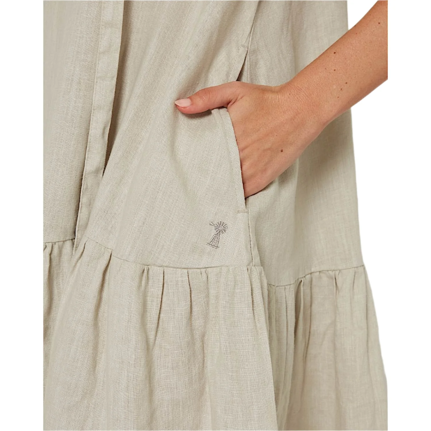 Pilbara Women's Tilly Linen 3/4 Sleeve Dress - Flax - Image 4