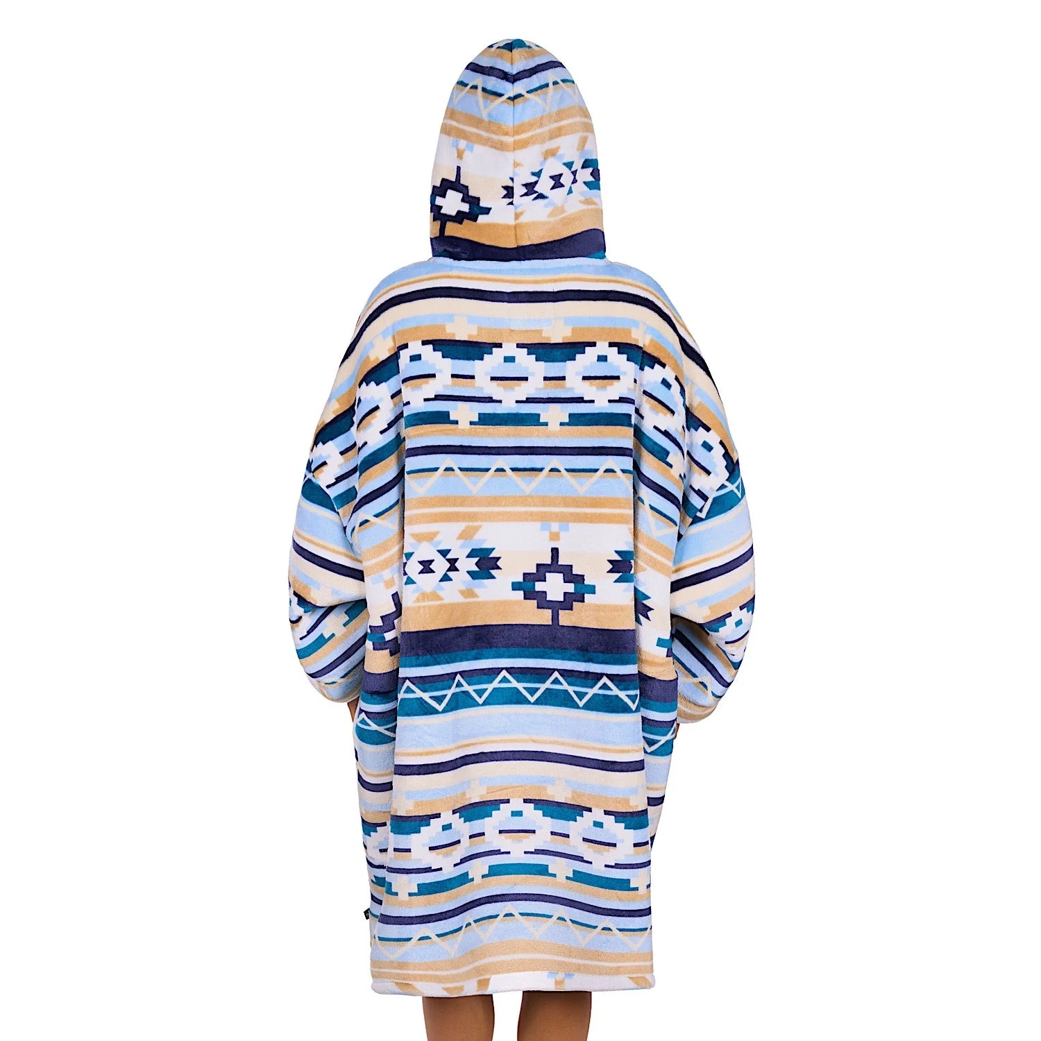 Pure Western Adults Aztec Snuggle Hoodie - Natural/Blue - Image 5