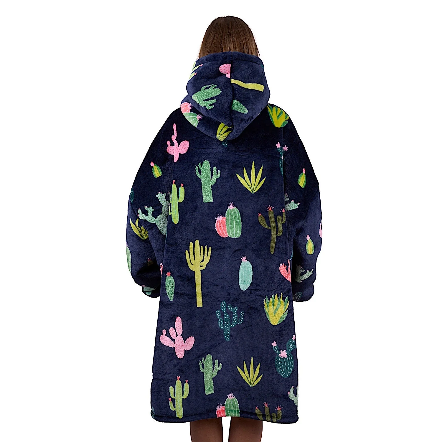 Pure Western Adult's Cactus Print Snuggle Hoodie - Navy - Image 2