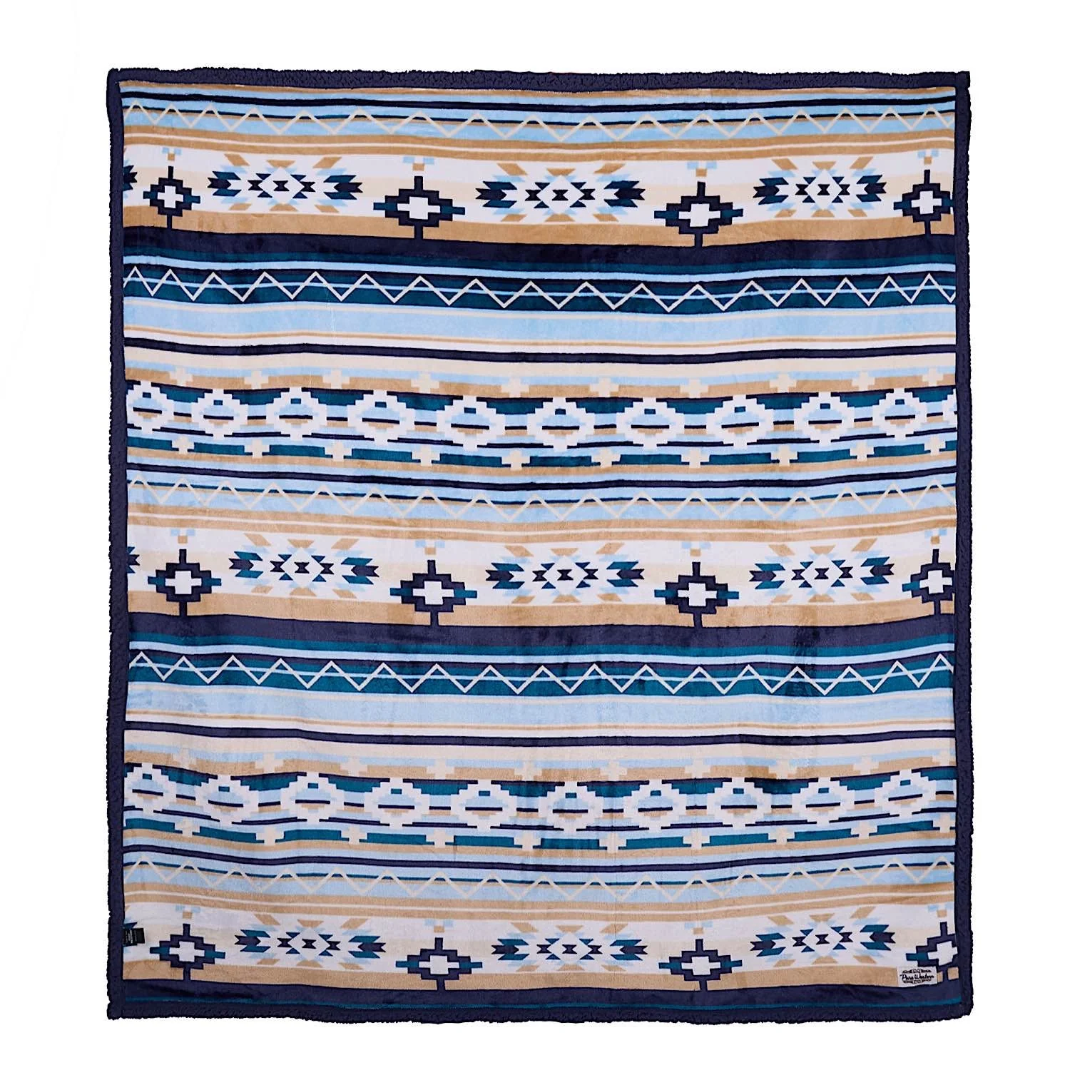 Pure Western Aztec Print Snuggle Rug - Natural/Blue - Image 2