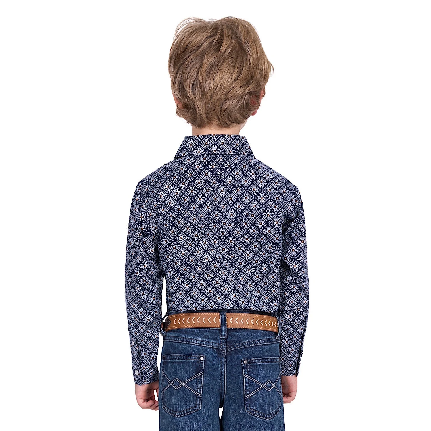 Pure Western Boy's Douglas Shirt - Navy/White - Image 4