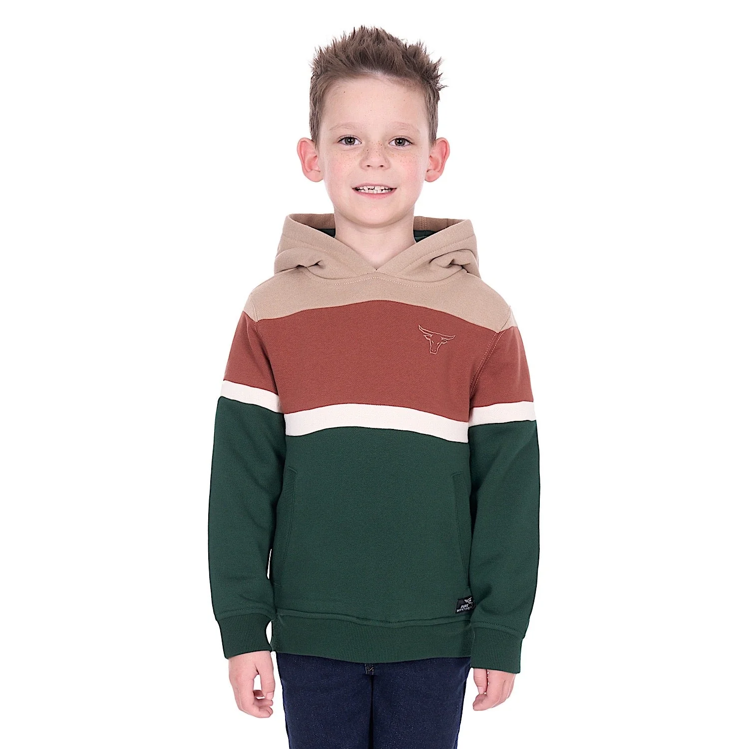 Pure Western Boy's Harry Hoodie - Green/Multi