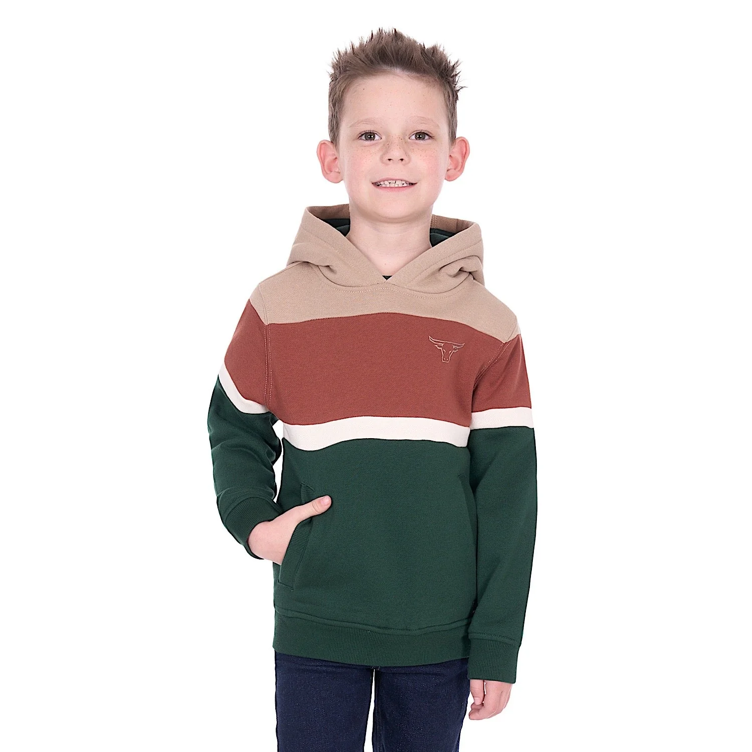 Pure Western Boy's Harry Hoodie - Green/Multi - Image 2