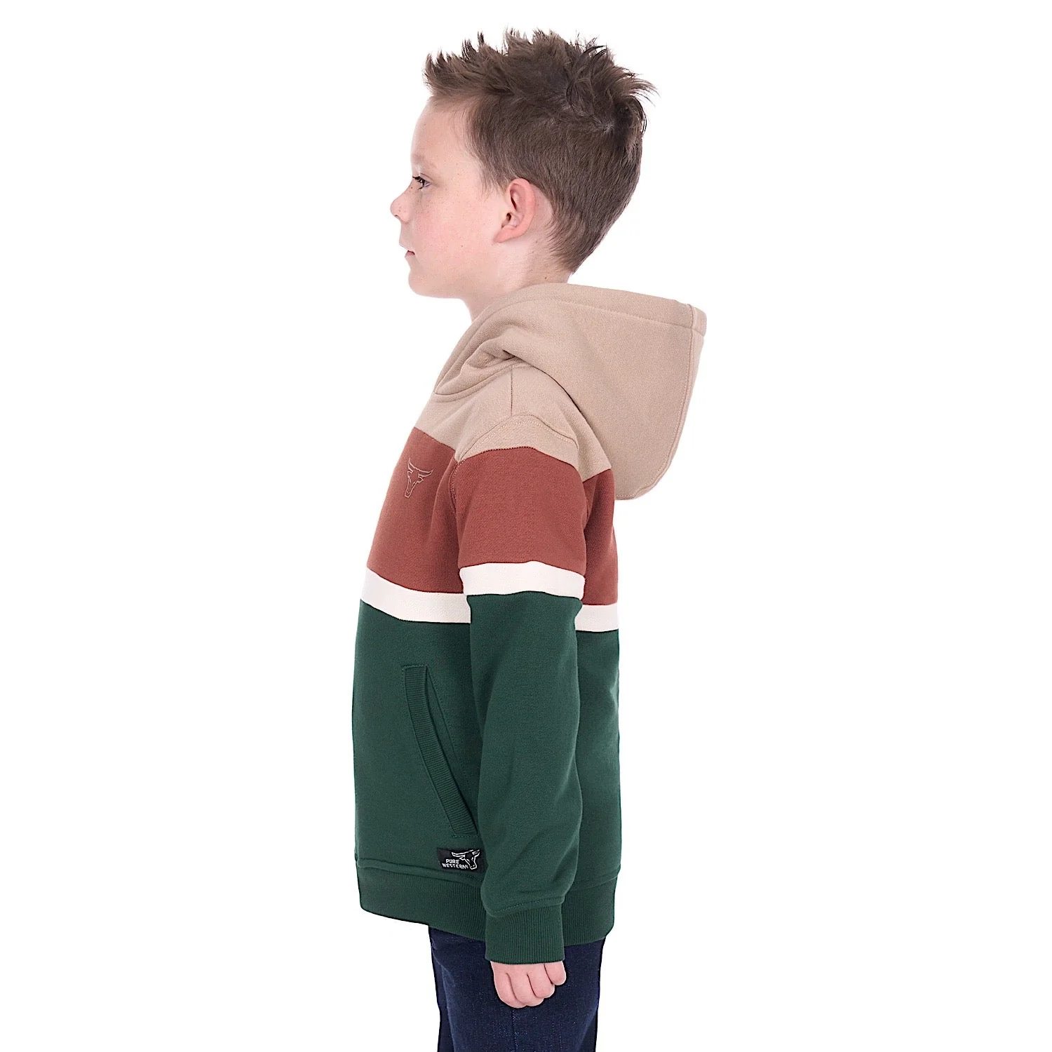 Pure Western Boy's Harry Hoodie - Green/Multi - Image 4