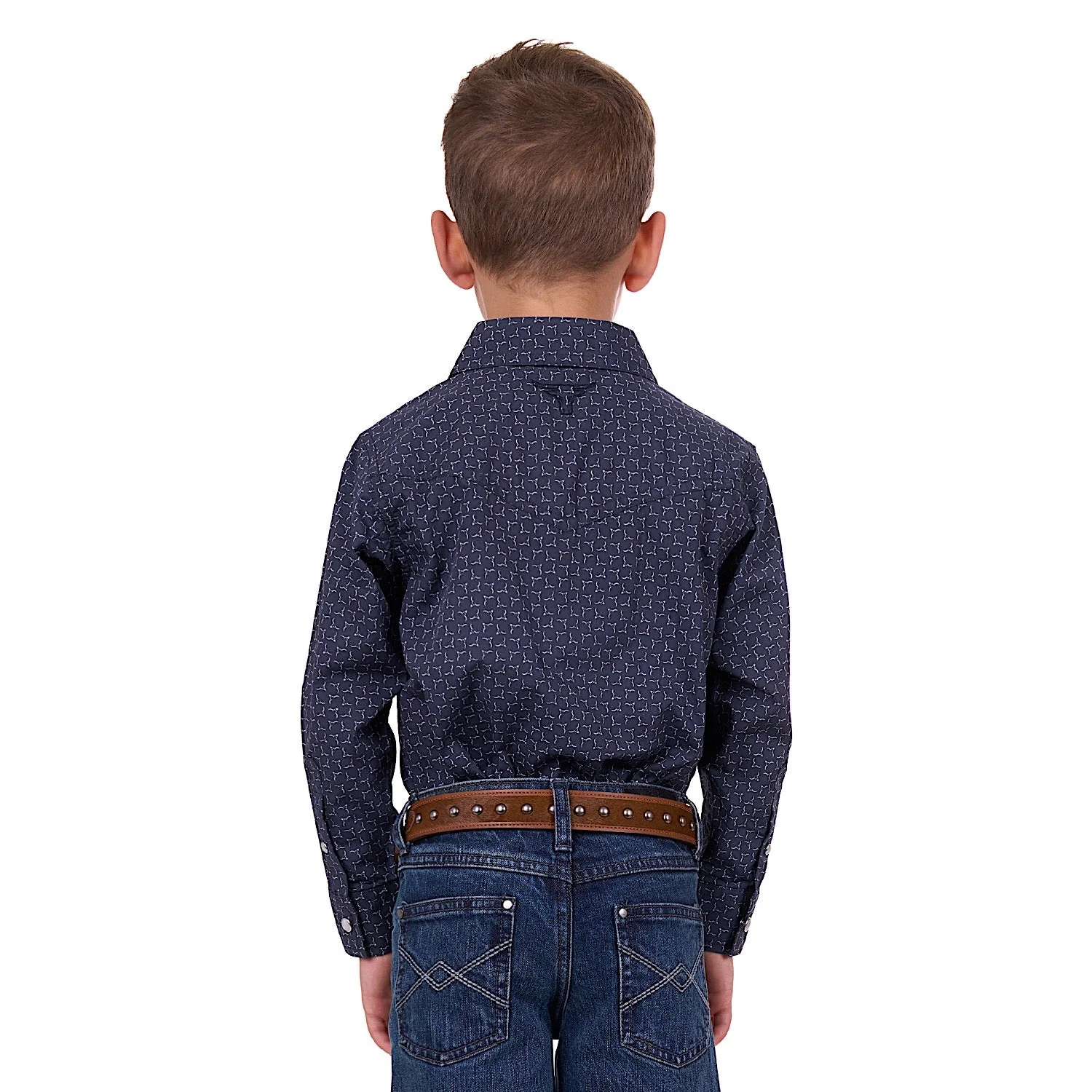 Pure Western Boy's Jett Shirt Navy/White - Image 2