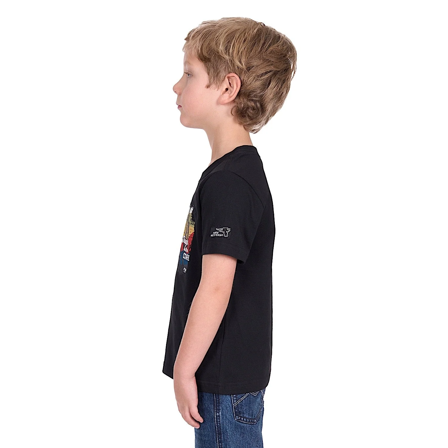 Pure Western Boy's Terry Tee - Black - Image 2