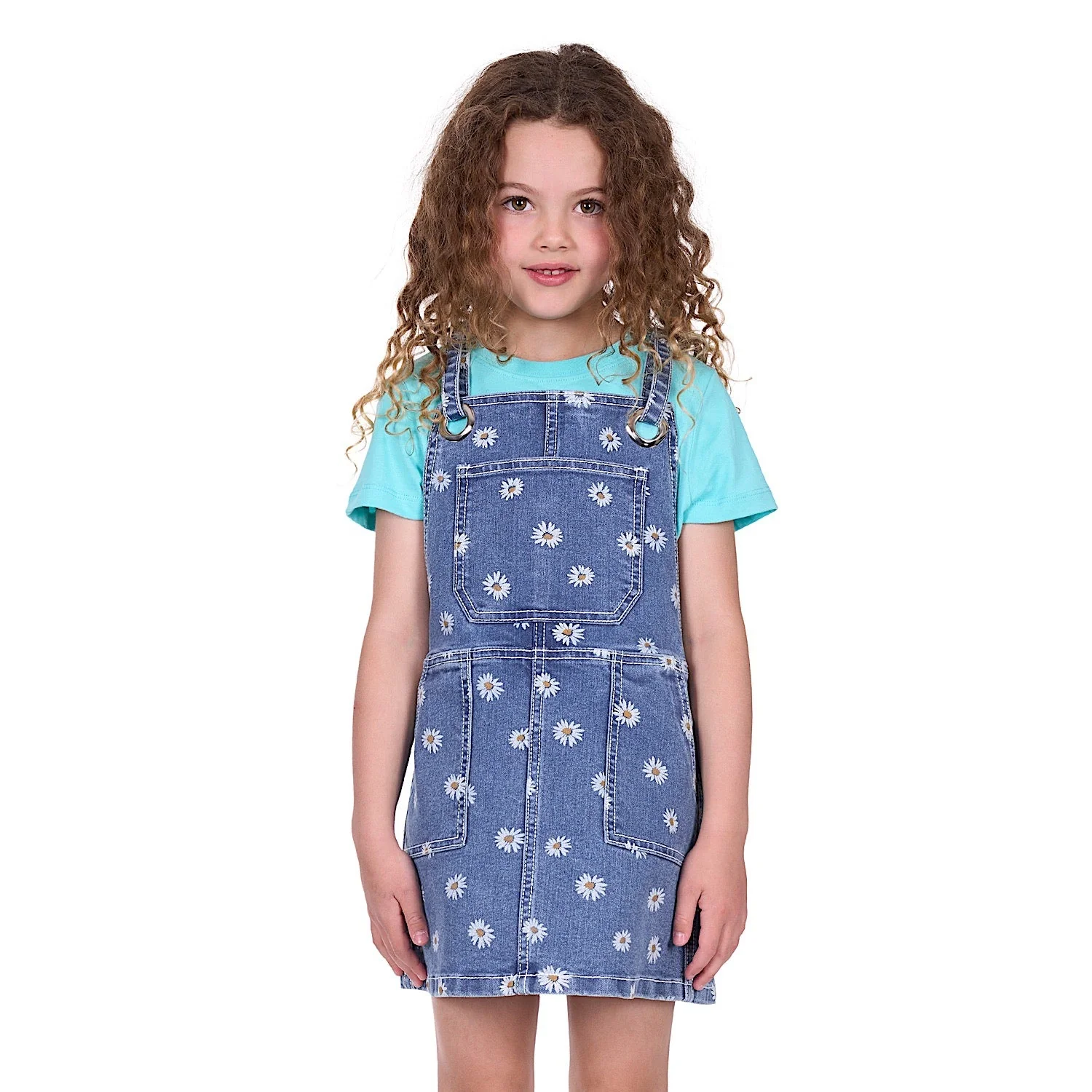 Pure Western Girl's Adison Pinafore - Retro Blue - Image 2
