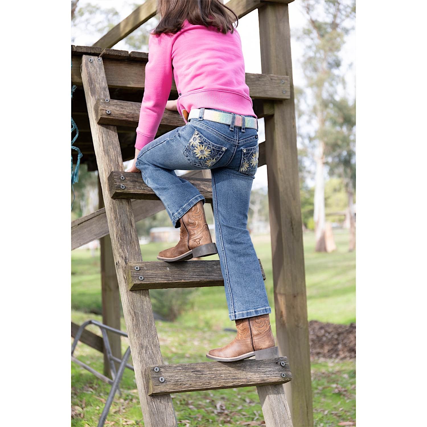 Pure Western Girl's Amy Boot Cut Jean - Retro Blue - Image 3
