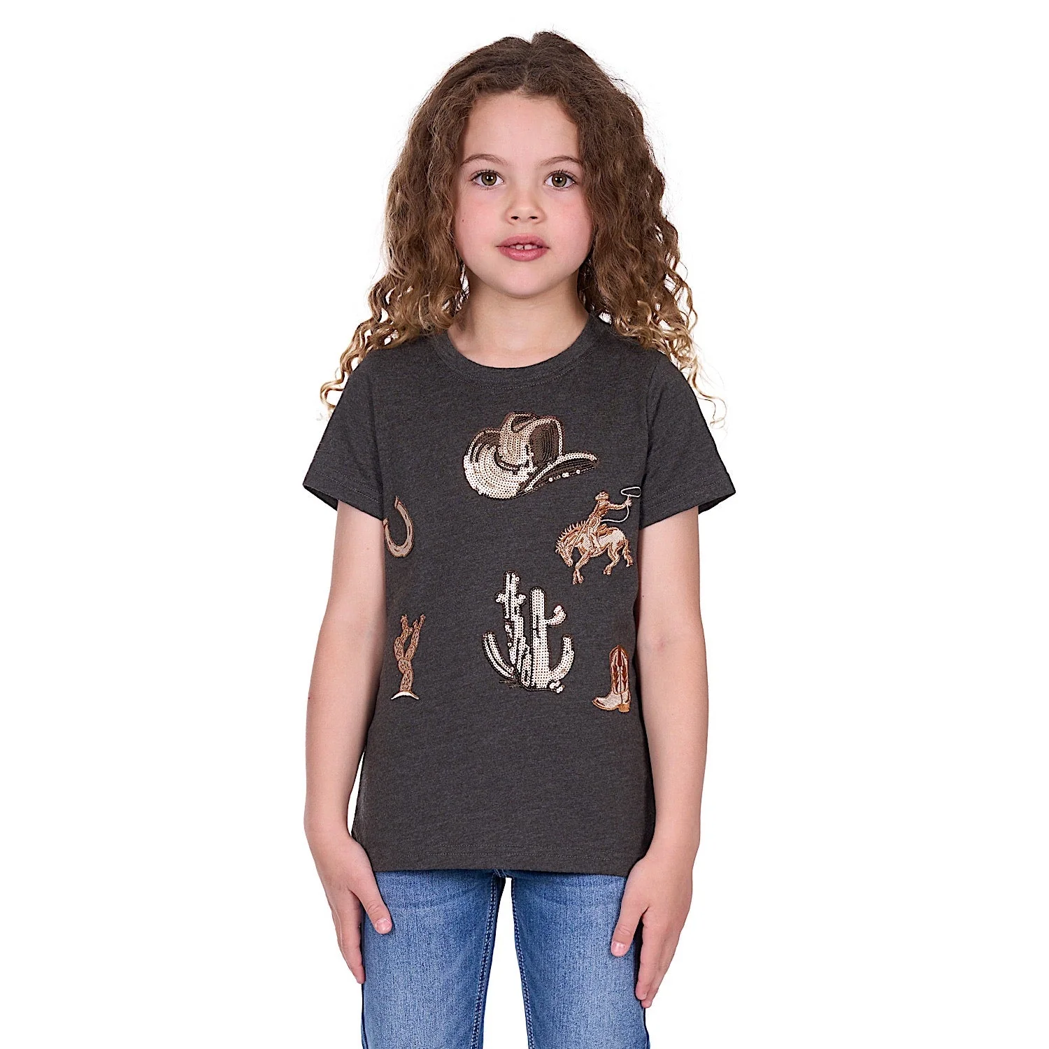 Pure Western Girl's Bonita Tee - Charcoal Marle - Image 2
