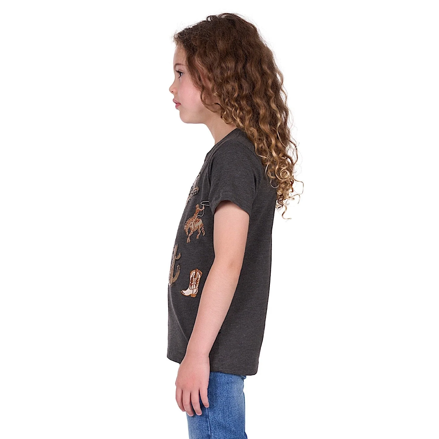 Pure Western Girl's Bonita Tee - Charcoal Marle - Image 3