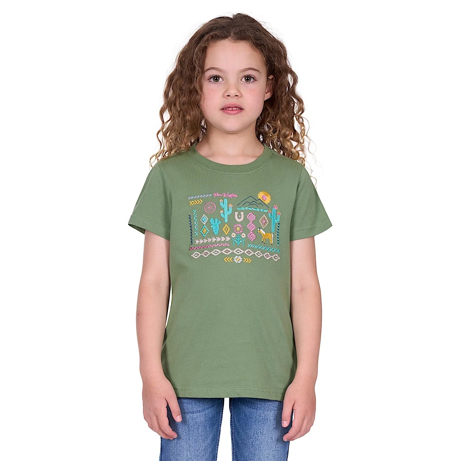 Pure Western Girl's Candice Tee - Moss - Image 2