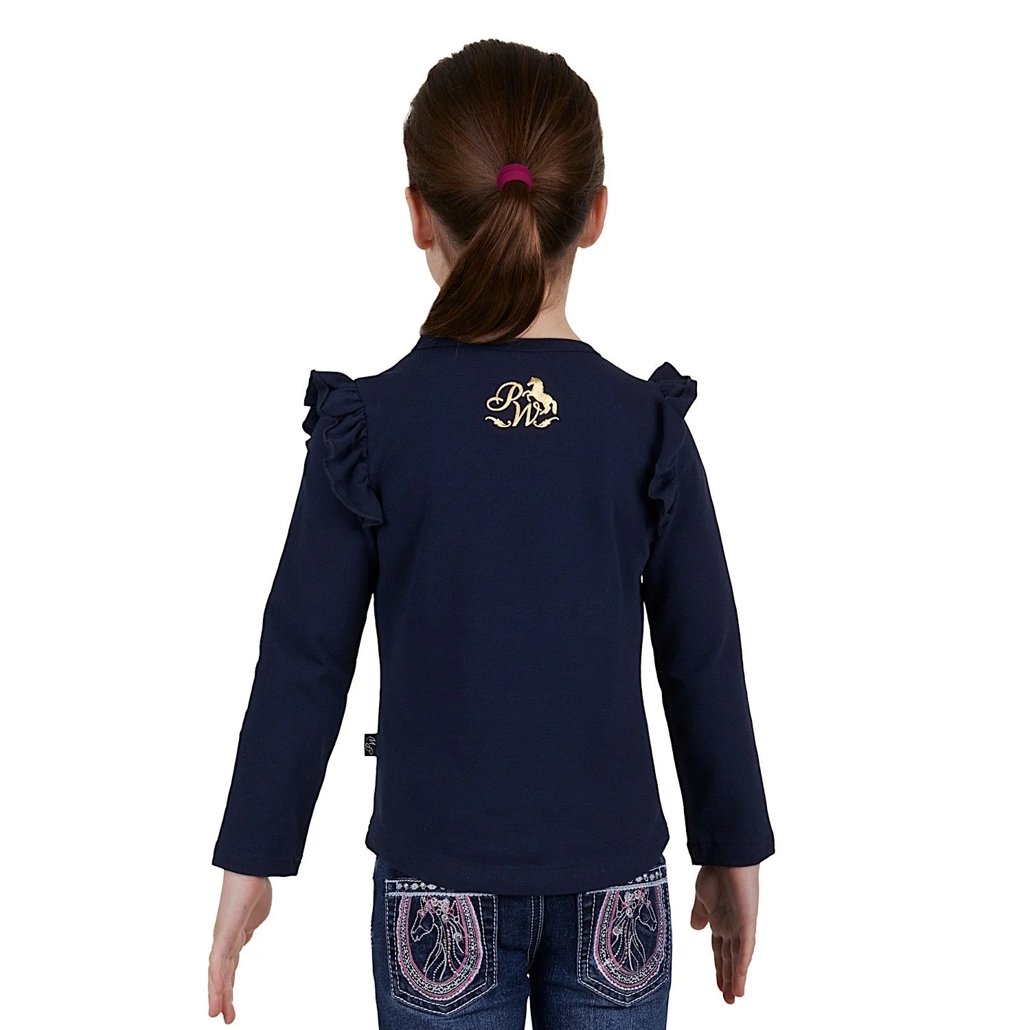 Pure Western Girl's Emma Frill Long Sleeve Tee - Navy - Image 3