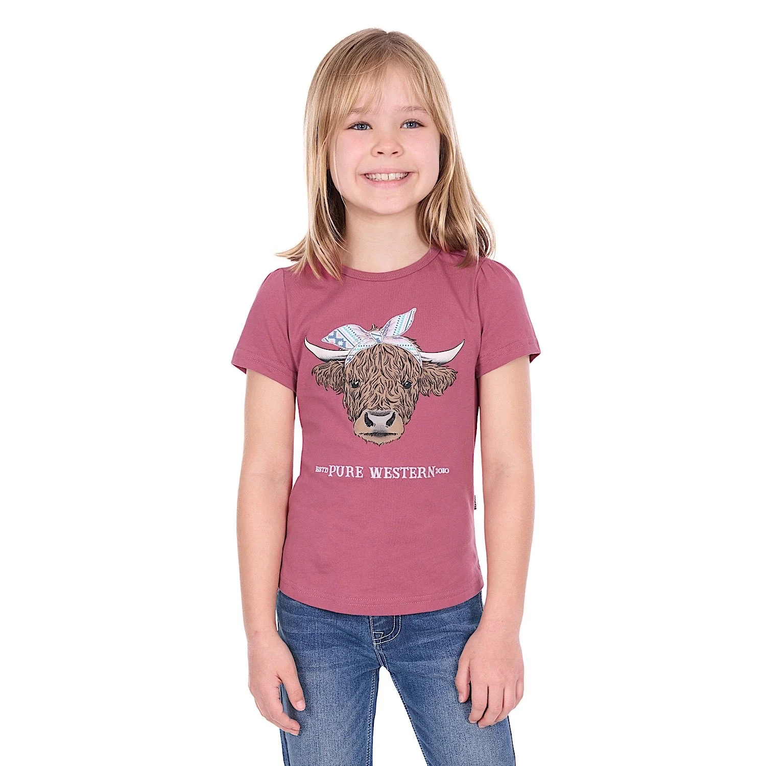 Pure Western Girl's Estelle T-Shirt - Raspberry