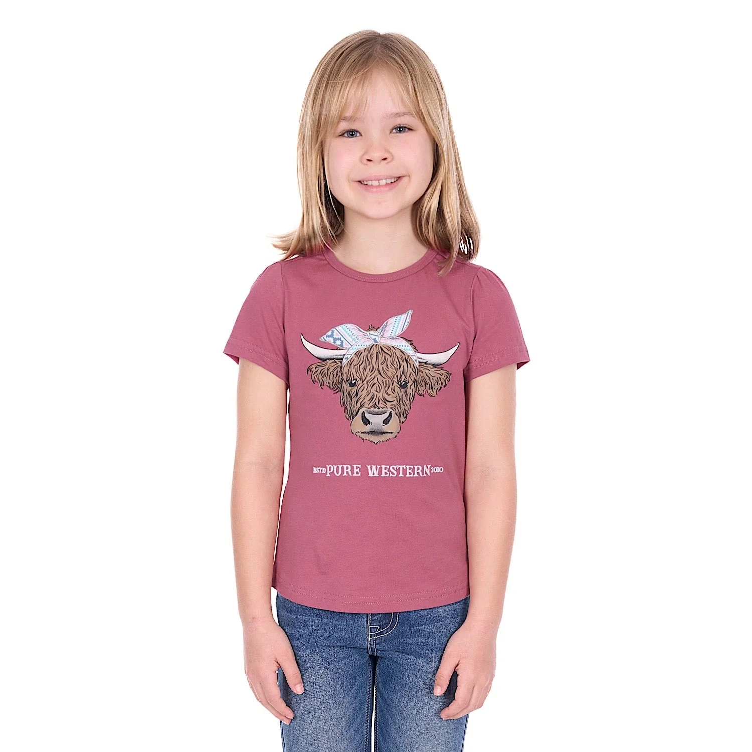 Pure Western Girl's Estelle T-Shirt - Raspberry - Image 2