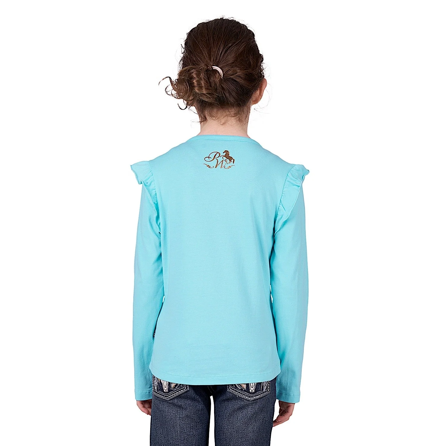 Pure Western Girl's Kristy Long Sleeve Tee - Sea Green - Image 2