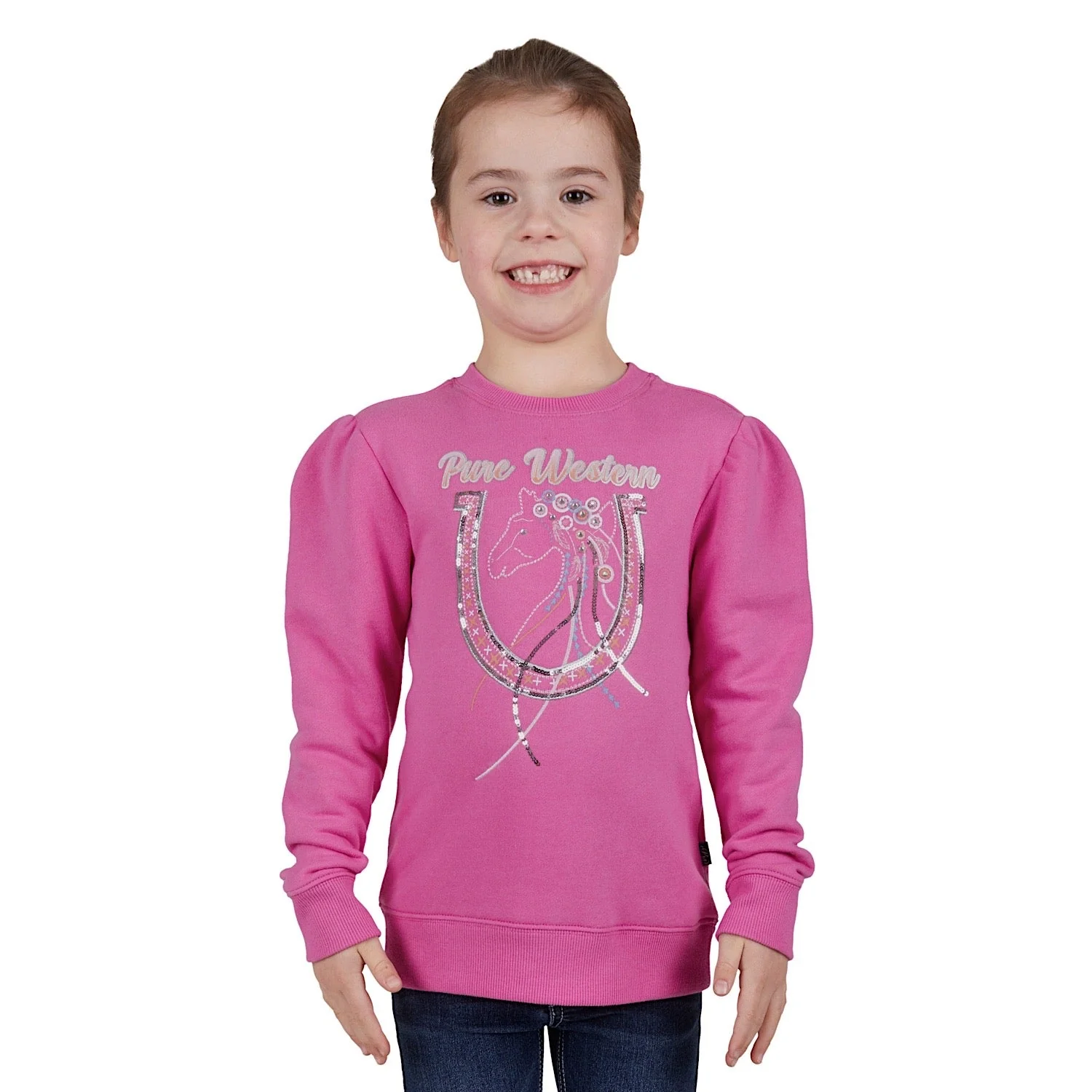Pure Western Girl's Lavina Crew - Pink - Image 2