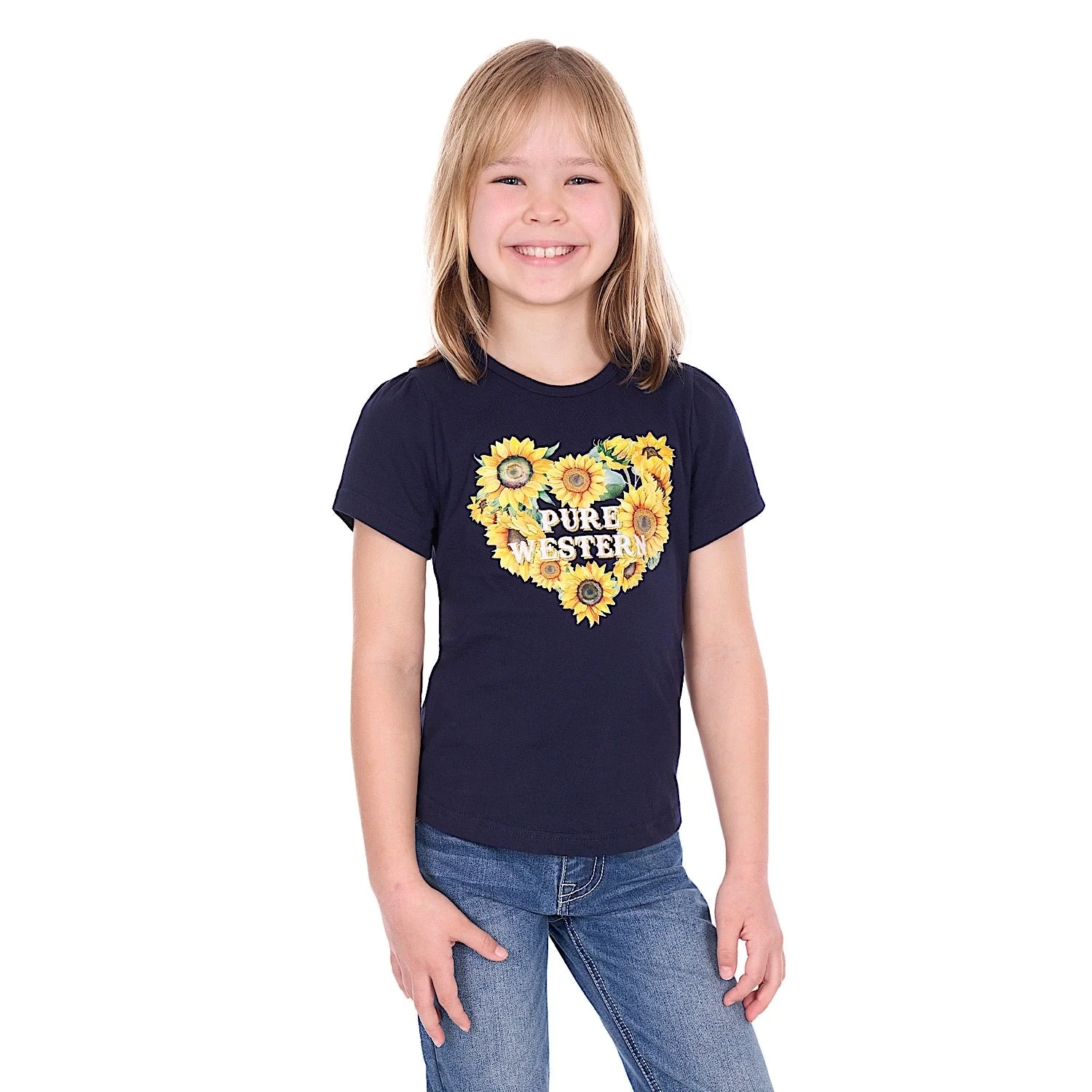Pure Western Girl's Marissa T-Shirt - Navy