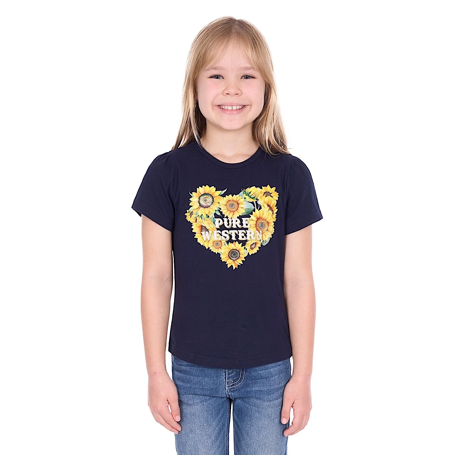 Pure Western Girl's Marissa T-Shirt - Navy - Image 2
