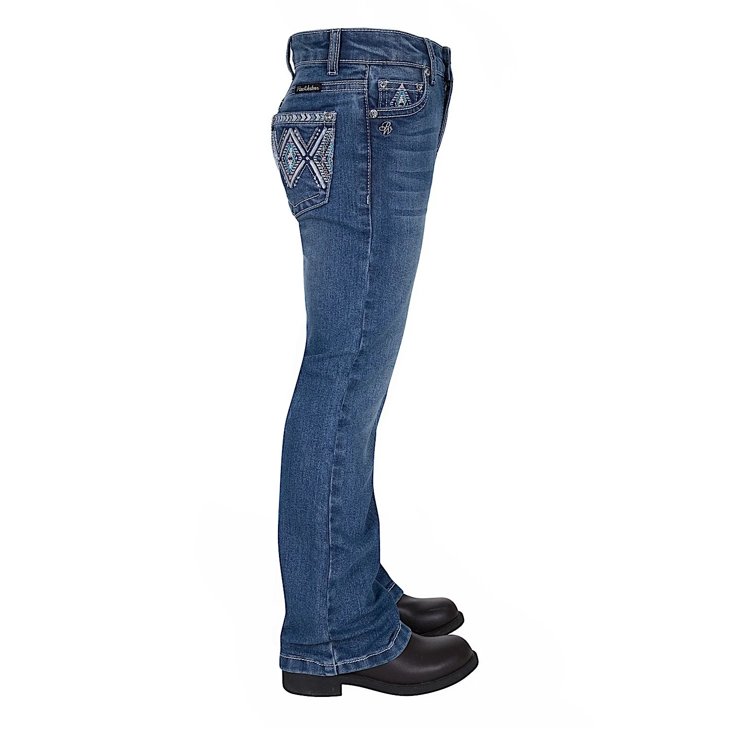 Pure Western Girl's Pam Boot Cut Jean - Retro Blue