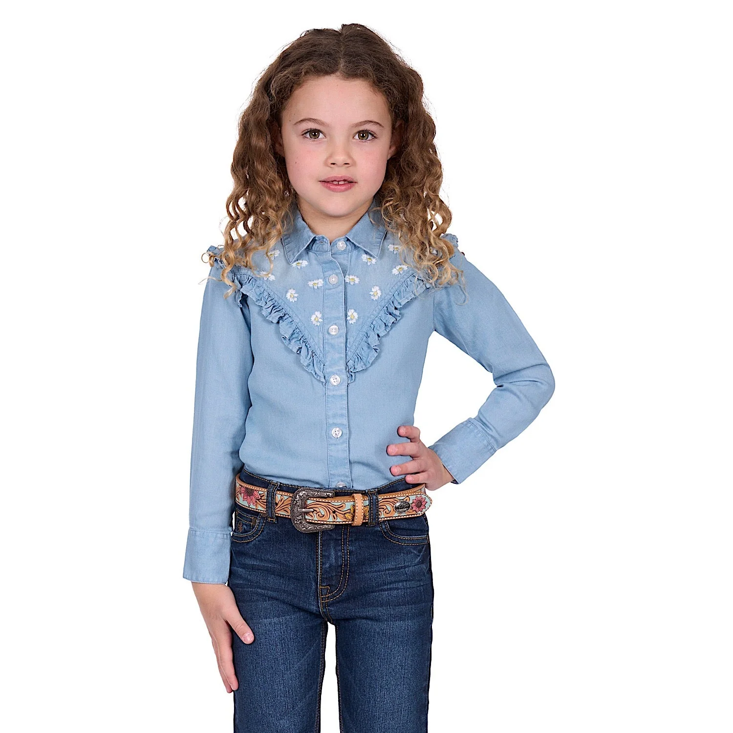 Pure Western Girl's Pheobe Shirt - Blue