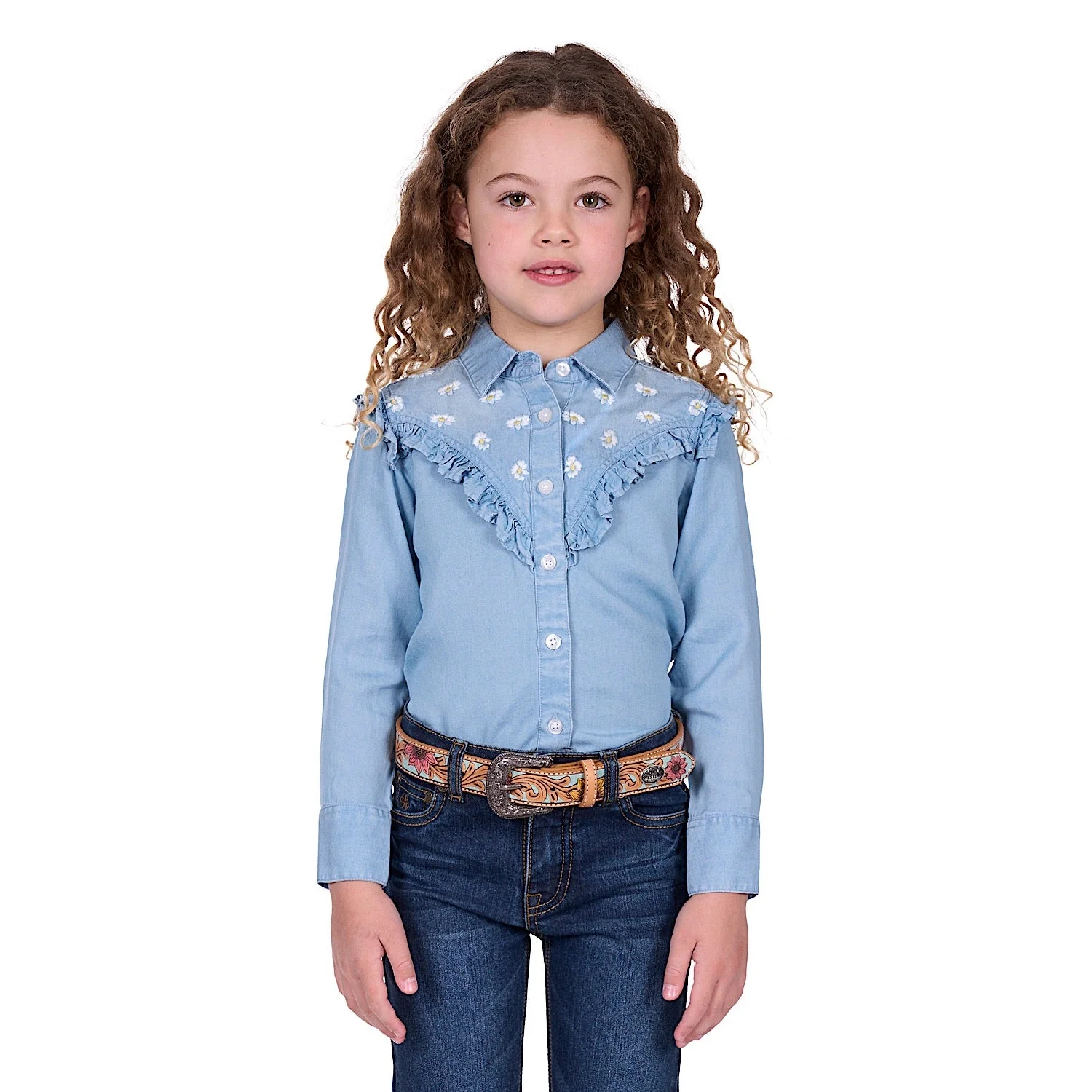 Pure Western Girl's Pheobe Shirt - Blue - Image 2