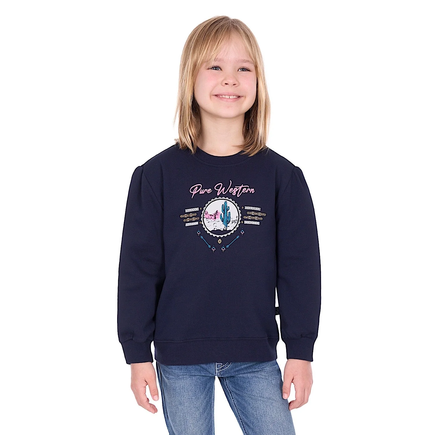 Pure Western Girl's Sandy Crew - Navy