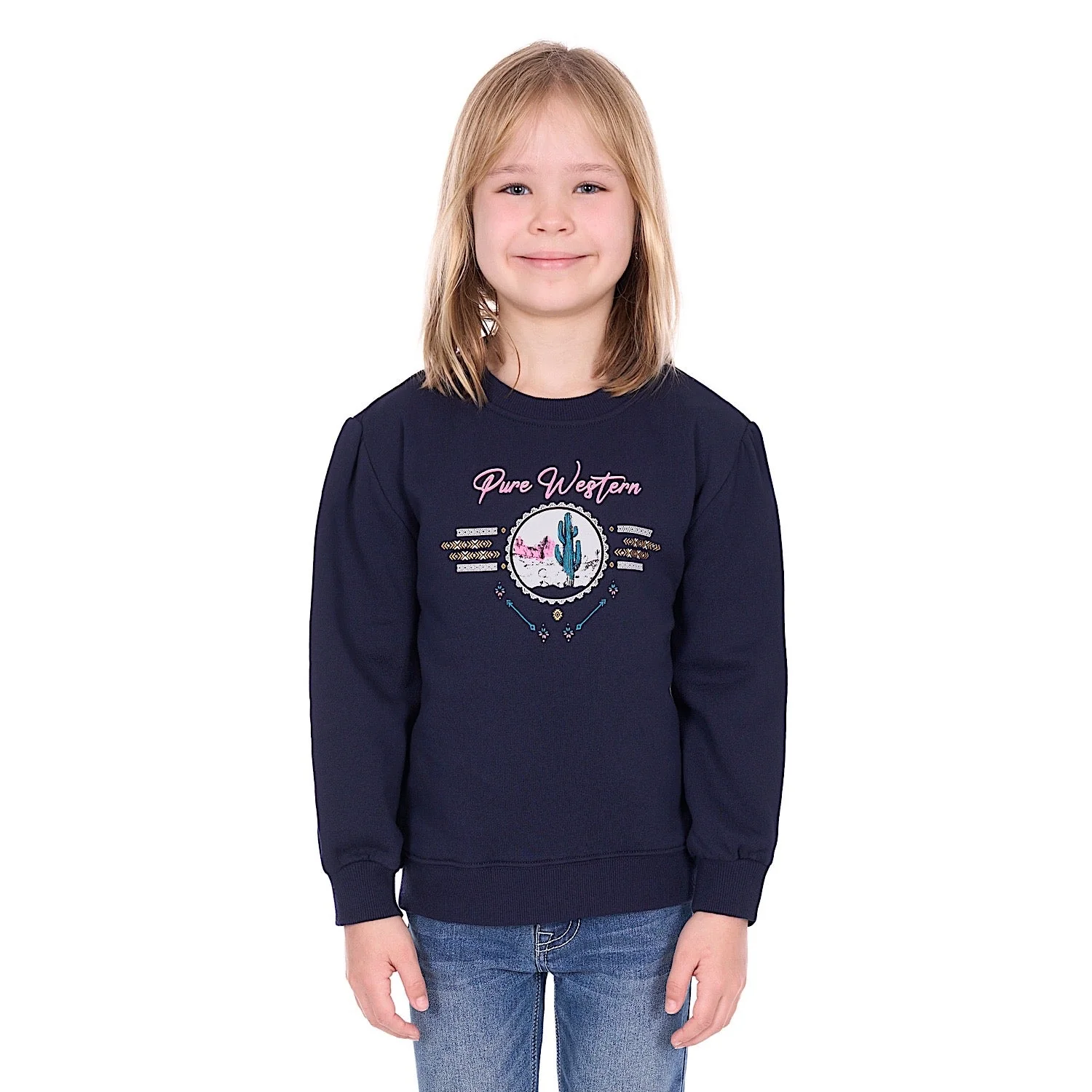 Pure Western Girl's Sandy Crew - Navy - Image 2