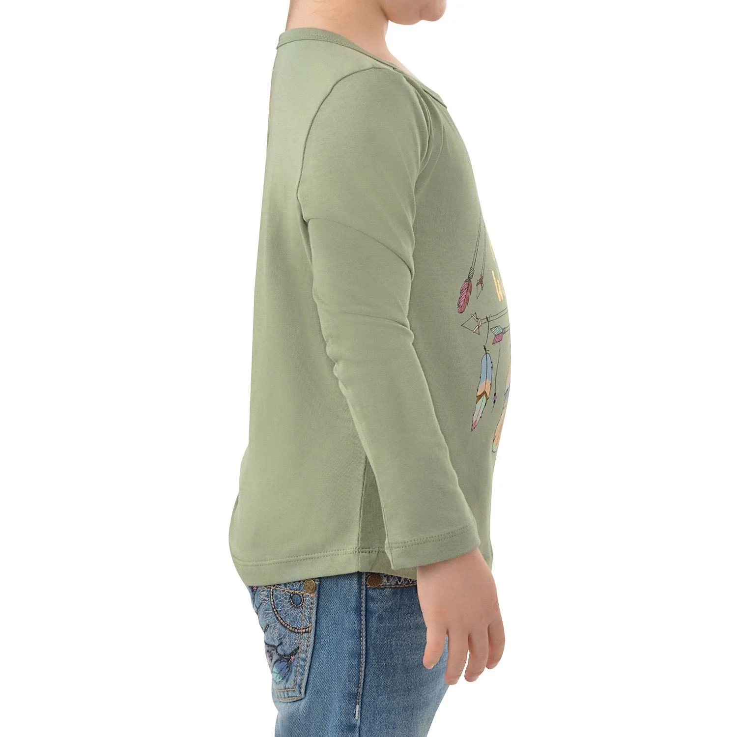 Pure Western Girl's Spike Long Sleeve Tee -Moss - Image 2