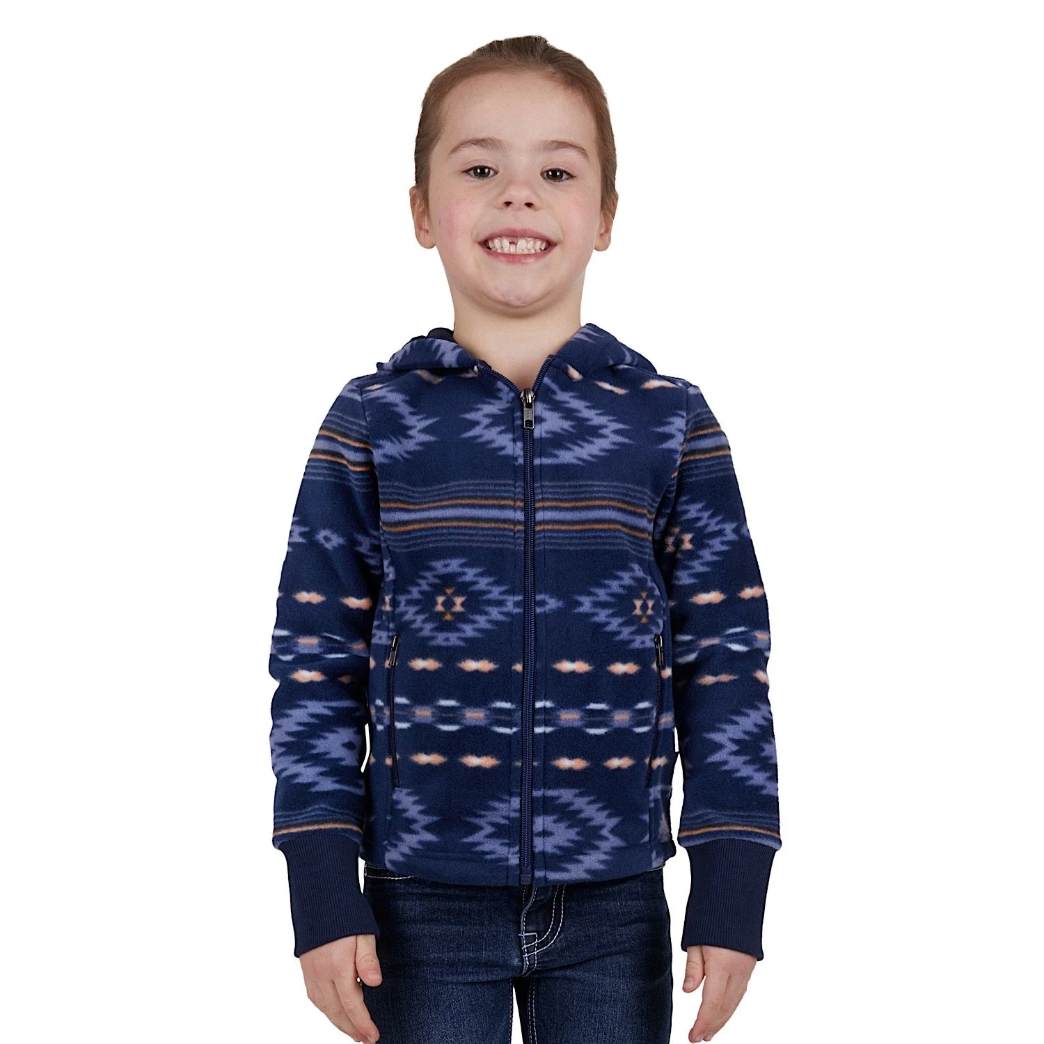 Pure Western Girl's Tegan Zip Through Hoodie - Blue Multi